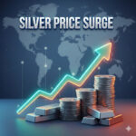 सिल्वर प्राइस हाइक को दर्शाती रंगीन 3D फाइनेंस इमेज